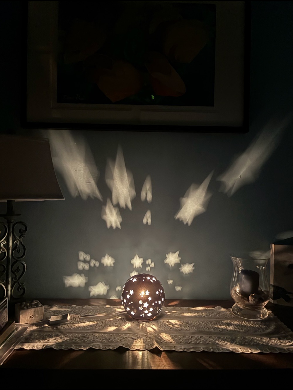 🌟Ceramic Star Projector Accent Lamp Navy Blue Celestial Night Light Globe 💫 - Picture 4 of 11